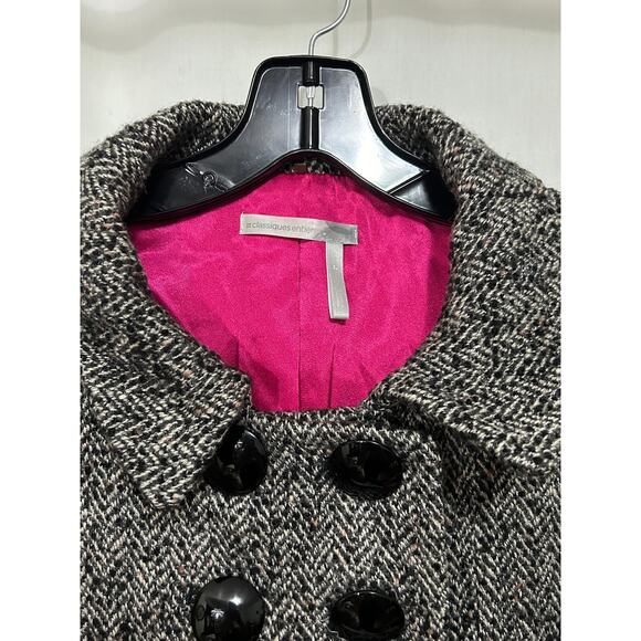 Classiques Entier Short Wool Blend Double Breasted Houndstooth Blazer Size S - Picture 5 of 9